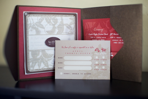 Large wedding invitation with RSVP card - photo by Melissa Jill Photography